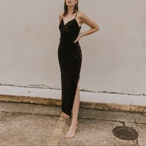 Velvet evening gown.